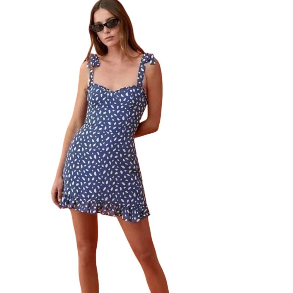Reformation Blue and White Mini Dress